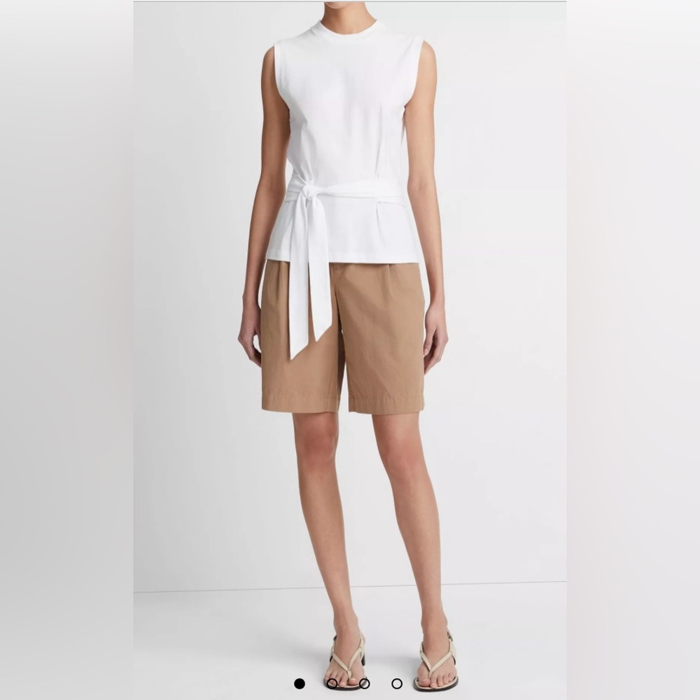 VINCE WHITE COTTON SLEEVELESS WRAP TOP NEW W TAGS SIZE MEDIUM $145 RETAIL